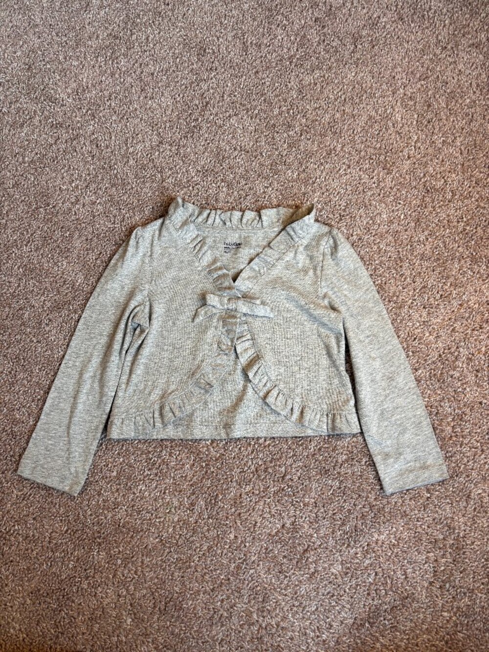 GAP Ruffle Shrug Cardigan Lightweight Cotton Bolero Heathered Gray 4T